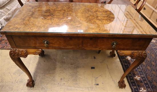 A Queen Anne revival figured walnut serving table, width 110cm